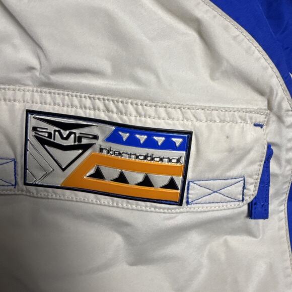 Vintage SMP 90's Skate Jacket Nylon Shell / Colorblock Tan & Blue Lined / Size S - Picture 2 of 10